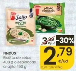 Eroski Findus - risotto de setas o espinacas al ajillo oferta