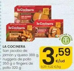 Eroski La cocinera - san jacobo de jamon y queso, nuggets de pollo o fingers de pollo oferta