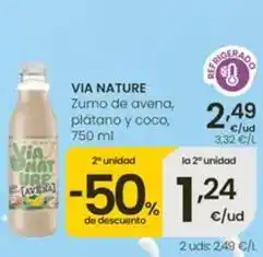 Eroski Via nature - zumo de avena platano y coco oferta