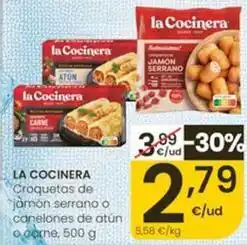 Eroski La cocinera - croquetas de jamon serrano o canelones de atun o carne oferta