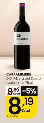 Eroski Carramimbre - d.o. ribera del duero, roble, tinto oferta