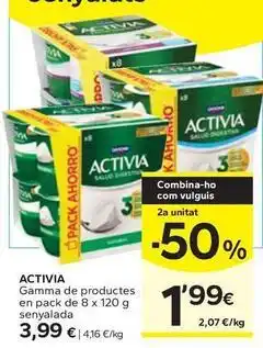 Caprabo Activia - gamma de productes en pack senyalada oferta