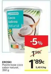 Caprabo Eroski - postre base coco sabor natural oferta