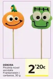 Caprabo Dekora - piruleta núvol xocolata frankenstein i carbassa oferta