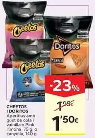 Caprabo Cheetos/doritos - aperitius amb gust de cola i vainilla o pink llimona o canyella oferta
