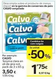 Caprabo Calvo - tonyina clara en oli de gira-sol oferta