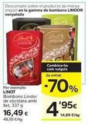 Caprabo Lindt - bombons lindor de xocolata amb llet oferta