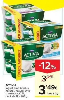 Caprabo Activia - iogurt amb bífidus natural, 0% o ensucrat 0% oferta
