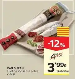 Caprabo Can duran - fuet de vic sense pebre oferta