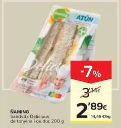 Caprabo Ñaming - sandvitx delicious de tonyina i ou dur oferta