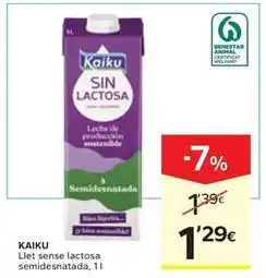 Caprabo Kaiku - llet sense lactosa semidesnatada oferta