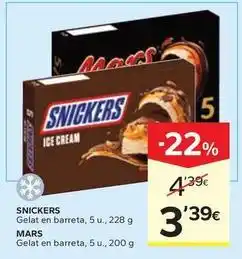 Caprabo Snickers / mars - gelat en barreta oferta