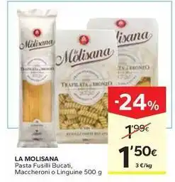 Caprabo La molisana - pasta fusilli bucati, maccheroni o linguine oferta