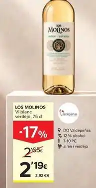 Caprabo Los molinos - vino blanco verdejo oferta