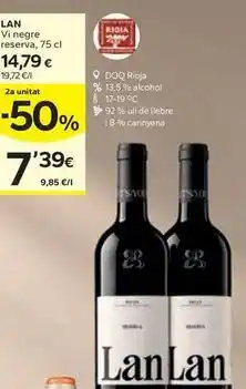 Caprabo Lan - vi negre reserva oferta