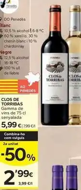 Caprabo Clos de torribas - gamma de vins de senyalada oferta