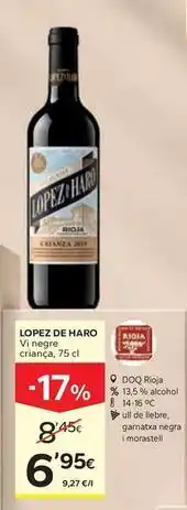 Caprabo Lopez de haro - vi negre crianza oferta