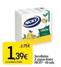 Dialprix Nicky servilletas 2 capas limón oferta