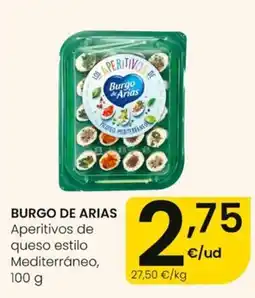 Eroski Burgo de Arias aperitivos de queso estilo mediterráneo oferta