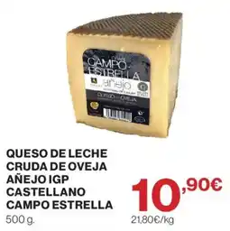 Hipercor Campo Estrella queso de leche cruda de oveja añejo igp castellano oferta