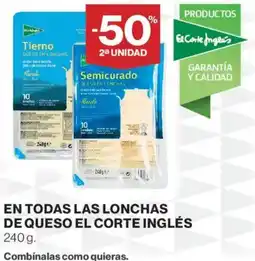 Hipercor El Corte Inglés queso en lonchas oferta