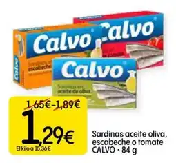 Dialprix Calvo sardinas aceite oliva escabeche o tomate oferta