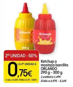Dialprix Orlando ketchup o mostaza barrilito oferta