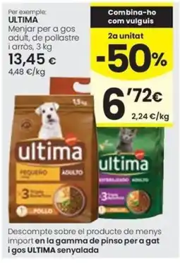 Caprabo ultima menjar per a gos adult de pollastre i arròs oferta
