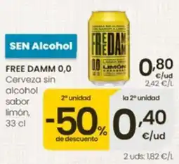 Eroski Free Damm 0,0 cerveza sin alcohol sabor limón oferta