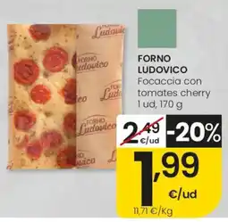 Eroski Forno Ludovico focaccia con tomates cherry oferta
