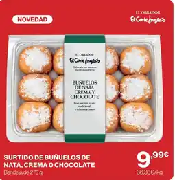 Hipercor El Obrador buñuelos de nata, crema y chocolate oferta