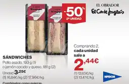 Hipercor El Obrador sándwiches oferta