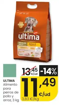 Eroski ultima Alimento para perros de pollo y arroz oferta