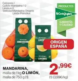 Hipercor El Corte Inglés mandarina o limón oferta