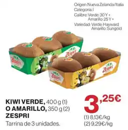 Hipercor Zespri kiwi verde o amarillo oferta