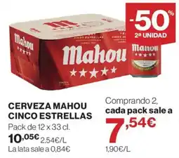 Hipercor Mahou cinco estrellas oferta