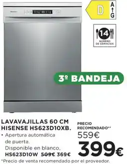 Hipercor Hisense lavavajillas 60 cm hs623d10xb oferta