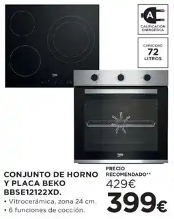 Hipercor Beko conjunto de horno y placa bbse12122xd oferta