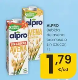 Eroski alpro bebida de avena cremosa o sin azúcar oferta
