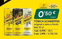 Masymas Schweppes tónica original o zero o limón oferta