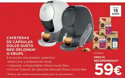 Hipercor cafeteras de cápsulas dolce gusto neo delonghi o krups oferta