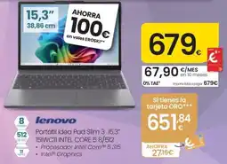 Eroski lenovo portátil idea pad slim 3 15,3" 15iwc11 intel core 5 8/512 oferta