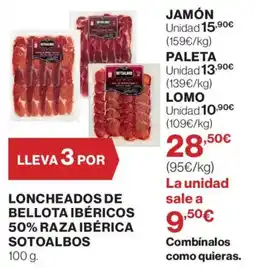 Hipercor Sotoalbos loncheados de bellota ibéricos 50% raza ibérica oferta
