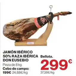 Hipercor Don Eusebio jamón ibérico 50% raza ibérica bellota oferta