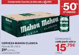 Hipercor Mahou cerveza clásica oferta
