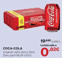 Hipercor Coca-Cola Original, Light, Zero o Zero Zero oferta