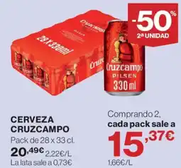 Hipercor Cerveza Cruzcampo oferta