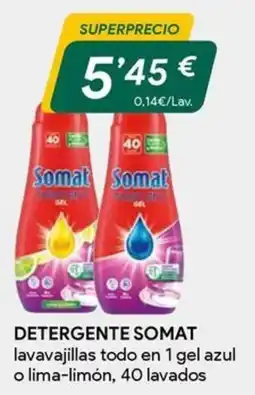 Masymas Somat lavavajillas todo en 1 gel azul o lima-limón oferta