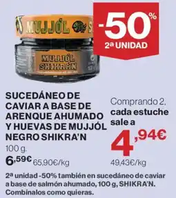 Hipercor Mujjól sucedáneo de caviar a base de arenque ahumado y huevas de mujjól negro shikra'n oferta