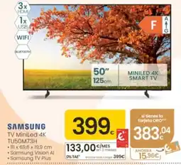 Eroski samsung tv miniled 4k tu50m73h oferta